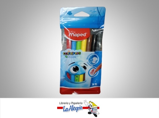 [3154148457237] MARCADOR LAVABLE COLOR´PEPS OCEAN 6 COLORES MARCA MAPED