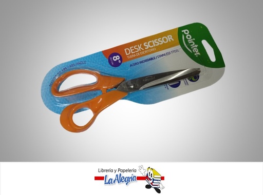 [7453038487979] TIJERA 8" DE OFICINA ACERO INOXIDABLE  MARCA POINTER