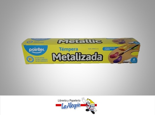 [7453038417235] TEMPERA METALIZADA TP206MT; 20ML C/U 6 COLORES MARCA POINTER