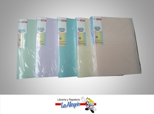 [7598874012265] CARPETA CATALOGO W144P 40 HOJAS CARTA COLORES PASTEL MARCA CRISVI