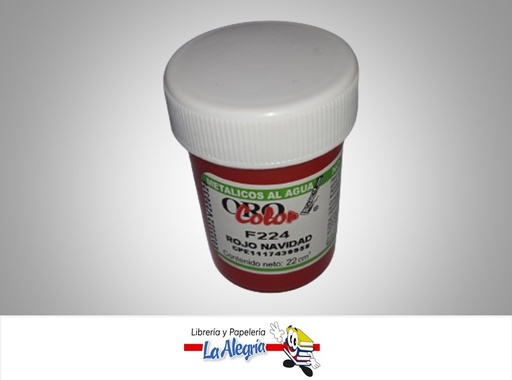 [7590015048720] METALICO AL AGUA 22CC F224 ROJO NAVIDAD MARCA ORO COLOR   