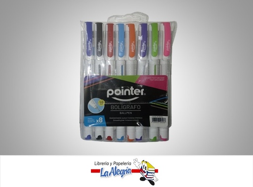 [7453010046286] BOLIGRAFO CUERPO TEXTURIZADO BP7000BAC 1.0 MM 8 COLORES MARCA POINTER