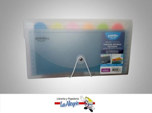 [7453010014667] ARCHIVADOR SINFONIA FL130 26 X15 CM TRANSPARENTE CON CORDON 7 BOLSILLOS MARCA POINTER