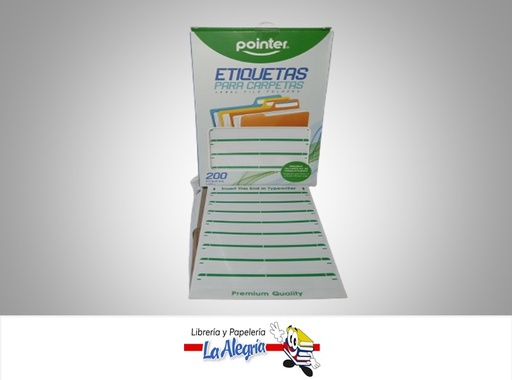 [7453038467902] ETIQUETA PARA CARPETA PN8001GN 1.5X8.8CM PAQ 200 UND MARCA POINTER