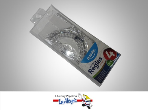 [7453038424004] JUEGO DE GEOMETRIA ACRILICO 15 CM 190215; 4 PZA MARCA POINTER