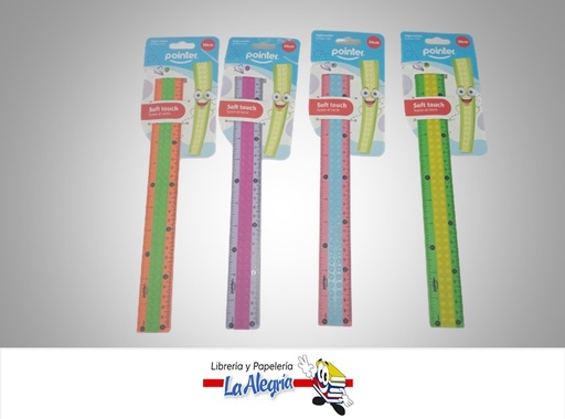[7453038428637] REGLA PLASTICA RU22107 SUAVE AL TACTO 30CM COLORES VARIADOS MARCA POINTER