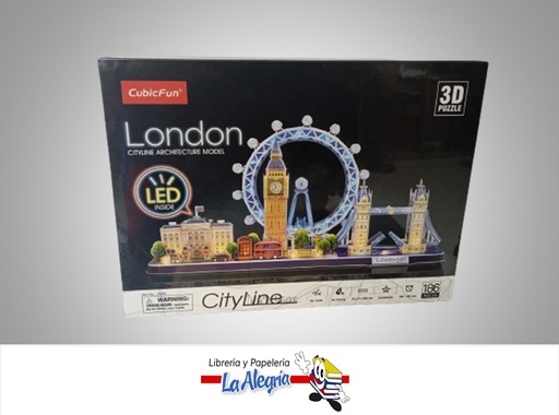 [6944588205324] ROMPECABEZA 3D LONDON CITY LINE LED INSIDE 186 PZA MARCA CUBICFUN