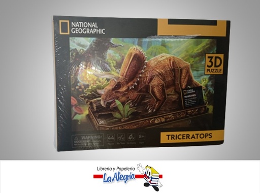 [6944588210526] ROMPECABEZA 3D TRICERAPTOR NATGEO 44 PZA MARCA CUBICFUN
