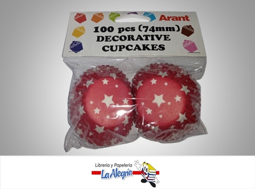 [7687435481012] CAPACILLO CON DISENO 100 PZ ROJO/ESTRELLA MARCA ARANT