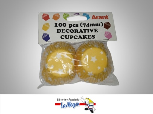 [7687435481104] CAPACILLO CON DISEÑO 100 PZ AMARILLO/ESTRELLA MARCA ARANT