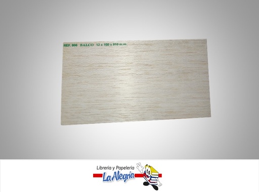 [806] MADERA BALSA LAMINA 12X100X910 MM MARCA COBALSA