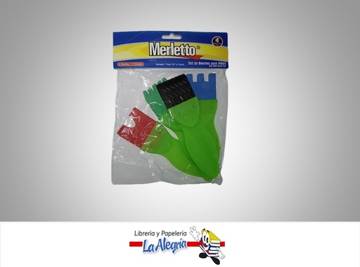 [7450112684729] BROCHA PARA NIÑOS 7808482894; 12.7X3.6CM SET DE 4 PZA MARCA MELETTO