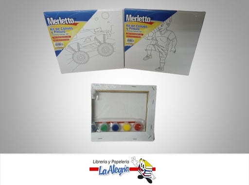 [7450119201882] LIENZO CON DIBUJO ARTISTICO CONTIENE ACUARELAS Y PINCEL 30X30 CM MARCA MERLETTO