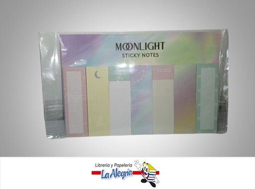 [7450119199417] NOTAS AUTOADHESIVAS MOONLIGHT 780851431 7 DISEÑOS 30 HOJAS 1.7X5.5CM MARCA MERLETTO