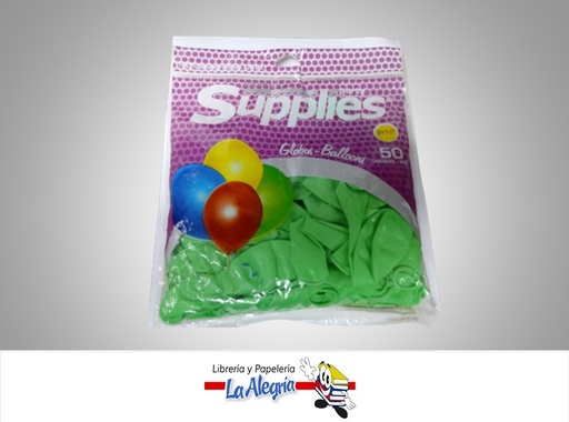 [7667823477182] GLOBO R12 ESTANDAR VERDE LIMON 50UND MARCA TOPENCA