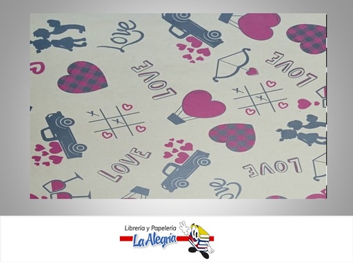 [PRP0104] PAPEL DE REGALO CORAZON 66X46 CM KRAFT UND MARCA PAPURRI