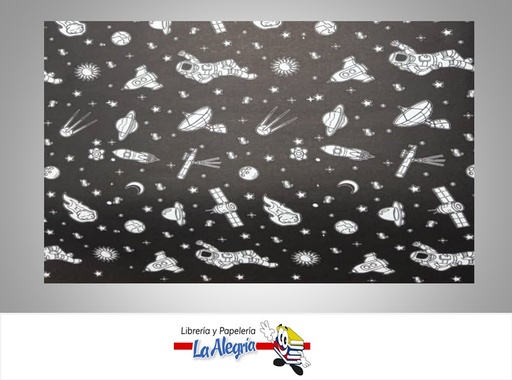 [PRP0106] PAPEL DE REGALO ASTRONAUTAS 66X46 CM NEGRO UND MARCA PAPURRI