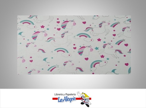 [PRP0110] PAPEL DE REGALO UNICORNIO 66X46 CM BLANCO MARCA PAPURRI