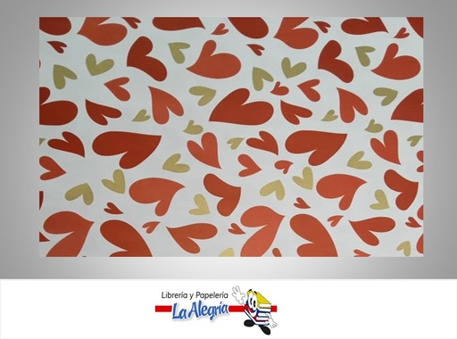 [PRP0114] PAPEL DE REGALO CORAZONES 66X46 CM ROJO/DORADO UND MARCA PAPURRI