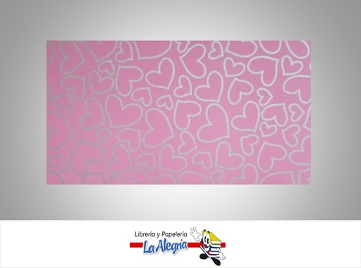 [PRP0116] PAPEL DE REGALO CORAZONES 66X46 CM ROSADO UND MARCA PAPURRI