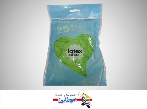 [GL1225065] GLOBO R12" LATEX MATTE VERDE CLARO PAQ DE 25 UND MARCA S/M