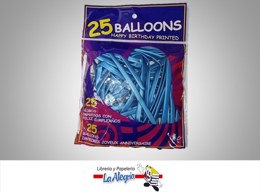 [GMF25010] GLOBO MIL FIGURAS METALIZADO AZUL  PAQ DE 25 UND MARCA S/M