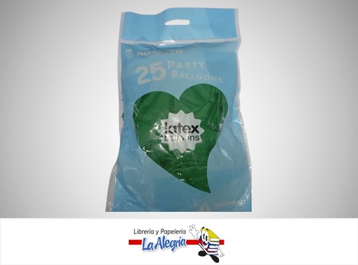 [GL1225066] GLOBO R12" LATEX MATTE VERDE PAQ DE 25 UND MARCA S/M