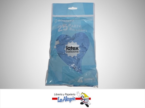 [GL1225008] GLOBO R12" LATEX MATTE AZUL CLARO PAQ DE 25 UND MARCA BOSSITO