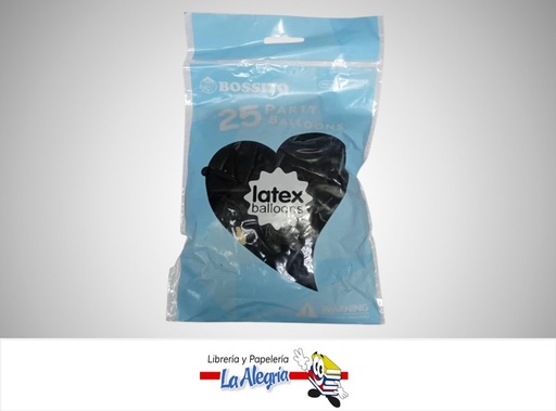 [GL1225046] GLOBO R12" LATEX MATTE NEGRO PAQ DE 25 UND MARCA S/M