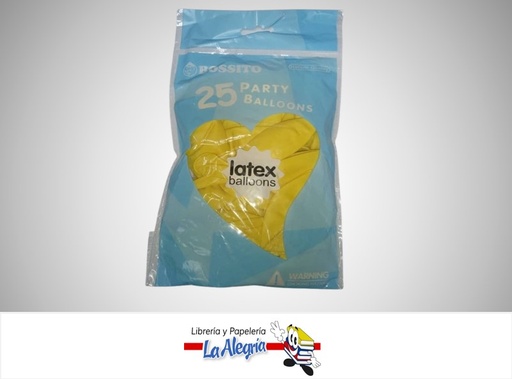 [GL1225003] GLOBO R12" LATEX MATTE AMARILLO PAQ DE 25 UND MARCA BOSSITO