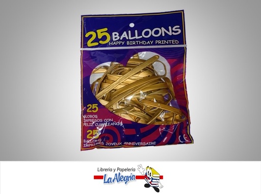[GMF25022] GLOBO MIL FIGURAS METALIZADO DORADO 25 UND MARCA S/M