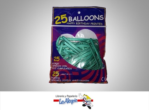 [GMF25066] GLOBO MIL FIGURAS METALIZADO VERDE 25 UND MARCA S/M
