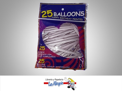 [GMF25030] GLOBO MIL FIGURAS METALIZADO LILA  PAQ DE 25 UND MARCA S/M