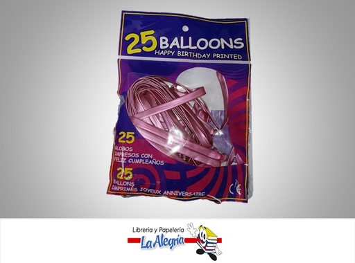 [GMF25025] GLOBO MIL FIGURAS METALIZADO FUCSIA PAQ DE 25 UND MARCA S/M