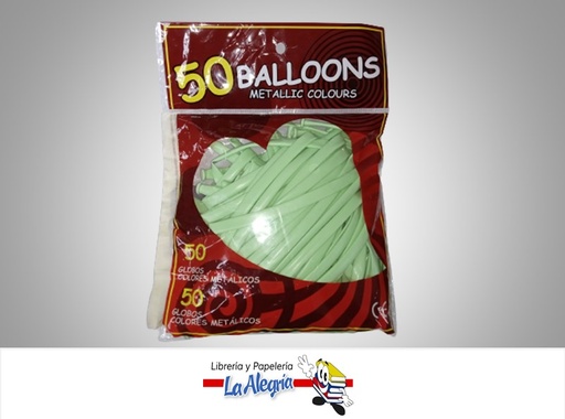 [GMFP5065] GLOBO MIL FIGURAS PASTEL VERDE  PAQ DE 50 UND MARCA S/M