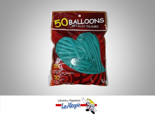 [GMF50066] GLOBO MIL FIGURAS METALIZADO VERDE  PAQ DE 50 UND MARCA S/M