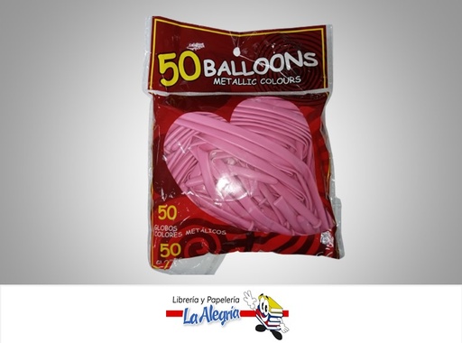 [GMFP5061] GLOBO MIL FIGURAS PASTEL ROSADO   PAQ DE 50 UND MARCA S/M