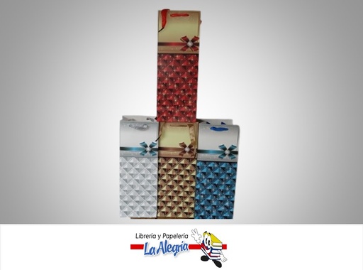 [6978022900049] BOLSA DE REGALO BOTELLA EF-2290J-2; 12X35X8 CM ESTAMPADO MARCA S/M