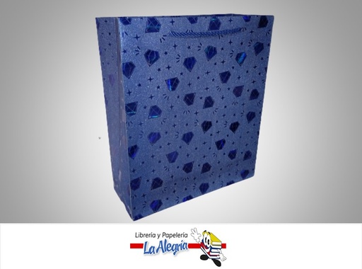[BRTS24X18X808] BOLSA DE REGALO ESCARCHADA DIAMANTES 24x18x8CM AZUL UND MARCA S/M