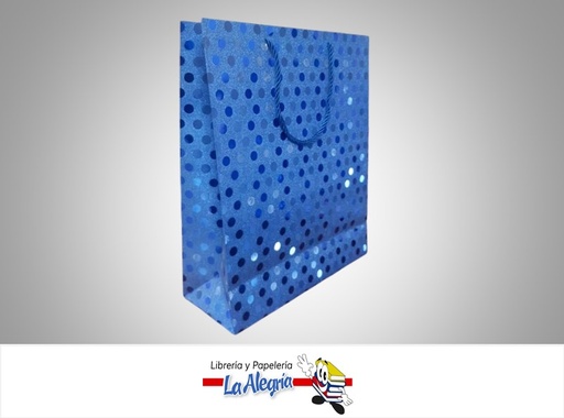 [BREM32X2610] BOLSA DE REGALO ESCARCHADA LUNARES AZULES 32X26X10 CM UND MARCA S/M