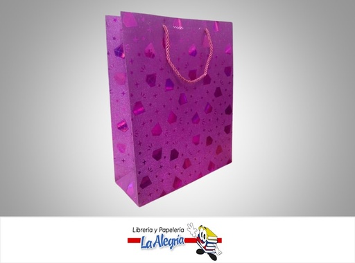 [BREM32X2604] BOLSA DE REGALO ESCARCHADA DIAMANTES 32X26X10 CM MAGENTA UND MARCA S/M