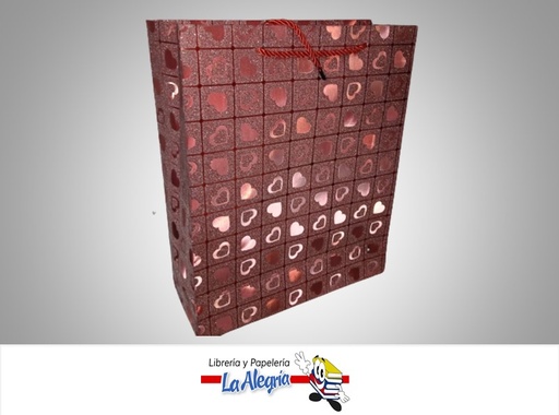 [BREEM32X26X153] BOLSA DE REGALO DIAMANTES DORADOS 32X26X10 CM ROJO UND MARCA S/M