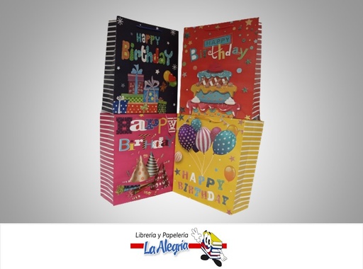 [6978022230016] BOLSA DE REGALO HAPPY BIRTHDAY 18X24X8 CM UND MARCA S/M