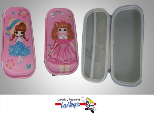 [CARTU27] CARTUCHERA CON BOLSILLO PRINCESS PET 21.5 X 8 CM  MARCA S/M