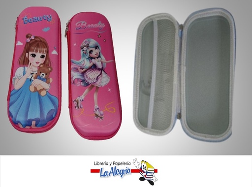 [CARTU28] CARTUCHERA CON BOLSILLO  BEAUTY 21.5 X 8 CM  MARCA S/M