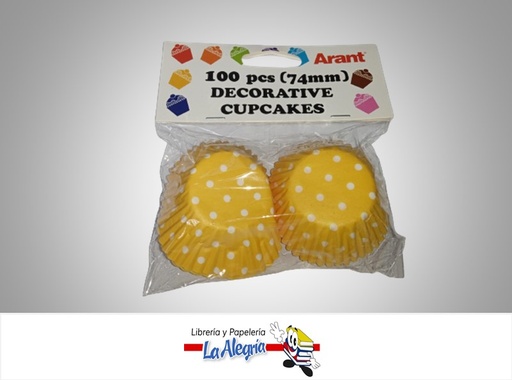 [7687435480886] CAPACILLO CON DISEÑO 74MM 100 PZ AMARILLO PUNTOS MARCA ARANT