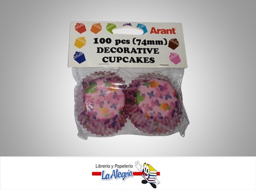 [7687435480954] CAPACILLO CON DISEÑO 74MM 100 PZ MARIPOSAS MARCA ARANT