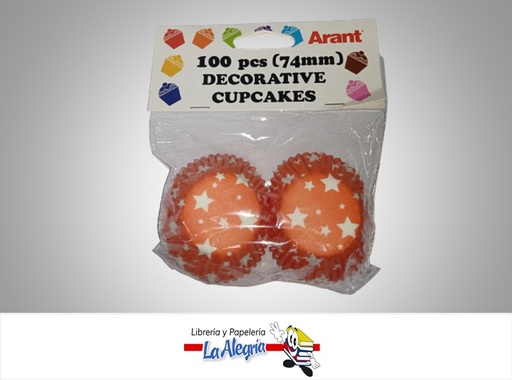 [7687435480978] CAPACILLO CON DISENO 100 PZ NARANJA/ESTRELLA MARCA ARANT
