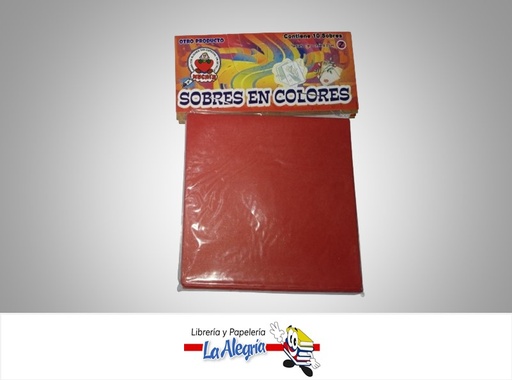 [SOBZ10] SOBRE Z 9X9 CM ROJO UND MARCA S/M