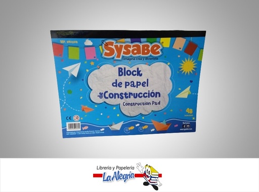 [7591213013398] BLOCK PAPEL CONSTRUCCION 23X31CM 36 HOJAS MARCA SYSABE
